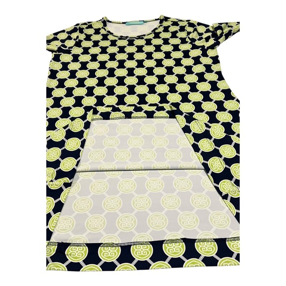 Anthony's XL Dress Geometric Print‎ Long Sleeve Navy Green White Career - Picture 12 of 14